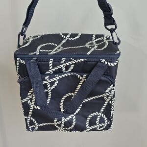 Navy Rope-Print Insulated Lunch Tote - Unbranded